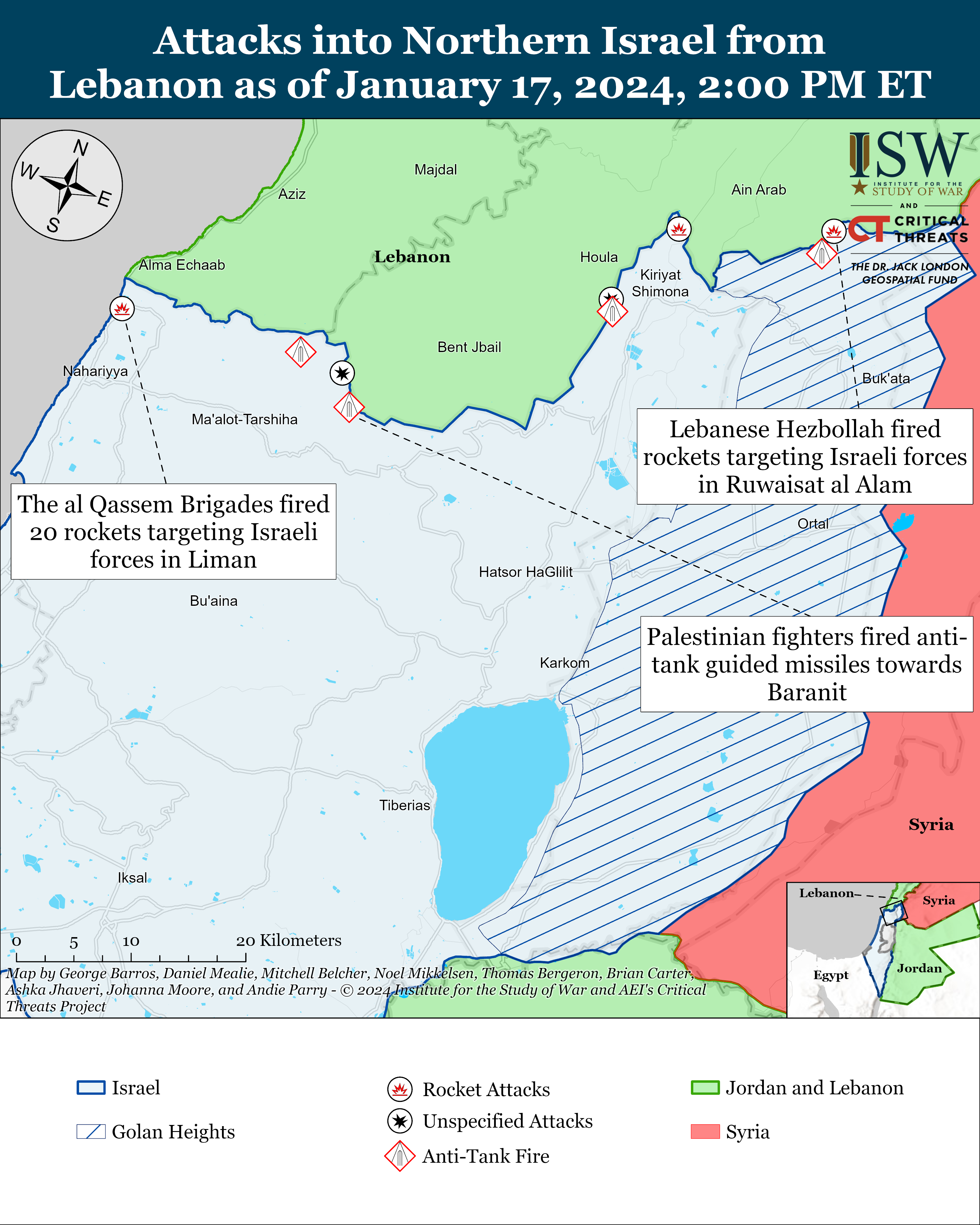 Iran Update January 17 2024 Institute For The Study Of War   Northern Israel Battle Map January 17%2C2024 